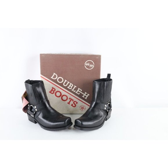 NOS Vtg 80s Mens 10.5 Leather Pull On Motorcycle Moto Engineer Boots Black USA main image 5